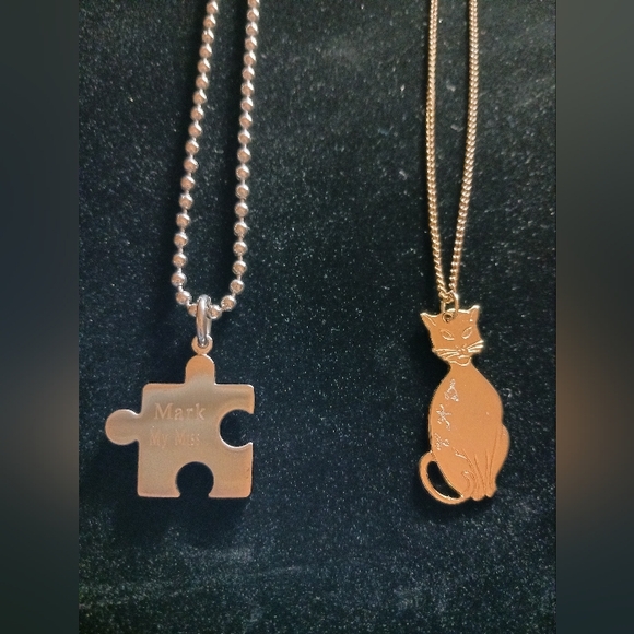 Customized Charm Necklaces, Cat & Puzzle! Unique Salvage - Picture 3 of 9